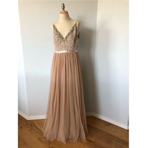 BHLDN Sequin Top Blush Wedding Dress